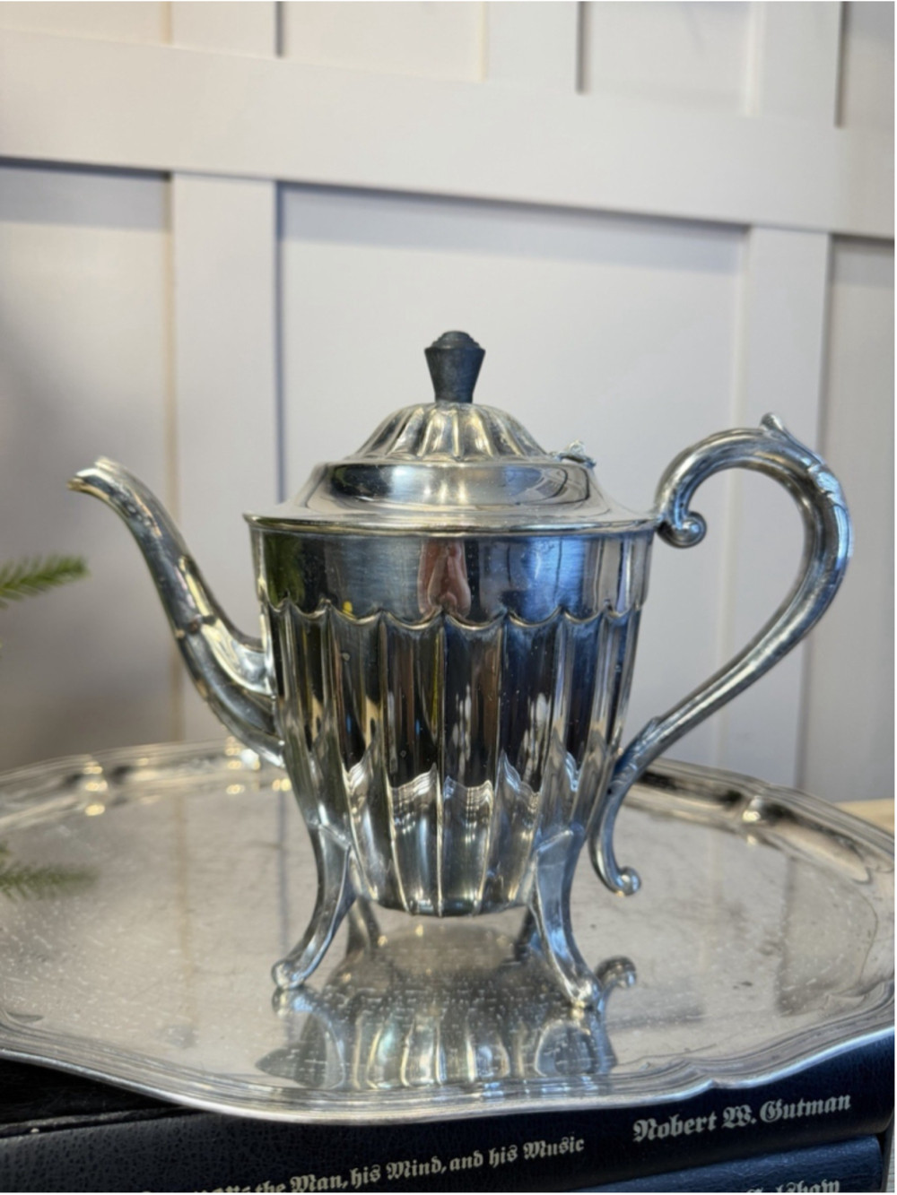 Vintage Edwardian Silver Plated Teapot EPNS Made in Sheffield Standing on 4 Feet